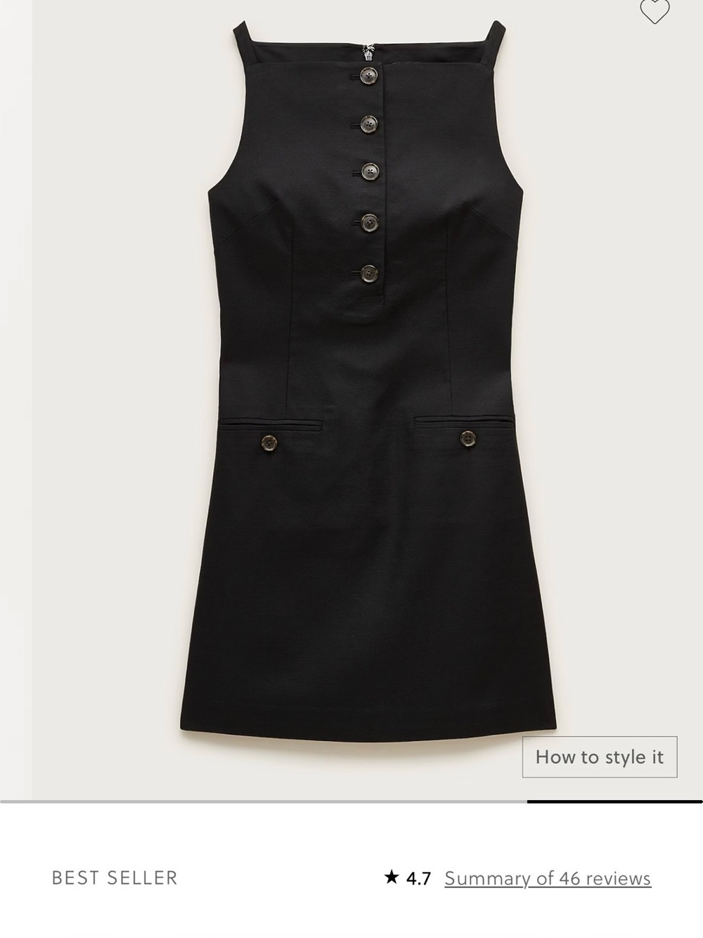 J. Crew Black Button-Front Mini Shift Dress